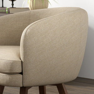 English Elm Swivel Barrel Accent Chair with X Base Foam Seat Neutral Beige Living Room Lounge B2709P496282