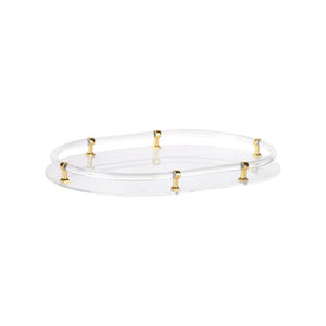 Chelsea House Acrylic Oval Tray With Polished Gold Accents — 19.75" Luxe Vanity & Serving Tray For Stylish Entertaining 370601