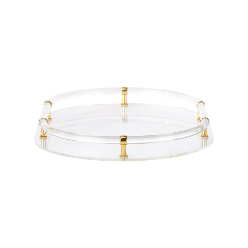 Chelsea House Acrylic Oval Tray With Polished Gold Accents — 19.75" Luxe Vanity & Serving Tray For Stylish Entertaining 370601