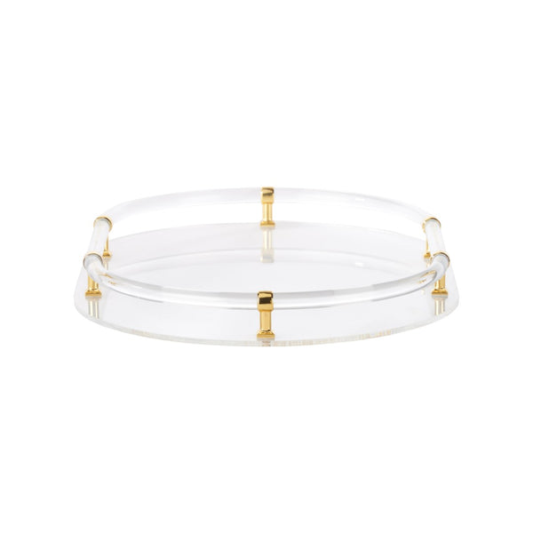 Chelsea House Acrylic Oval Tray With Polished Gold Accents — 19.75" Luxe Vanity & Serving Tray For Stylish Entertaining 370601