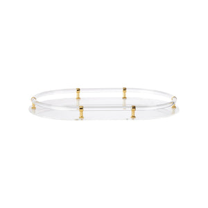 Chelsea House Acrylic Oval Tray With Polished Gold Accents — 19.75" Luxe Vanity & Serving Tray For Stylish Entertaining 370601