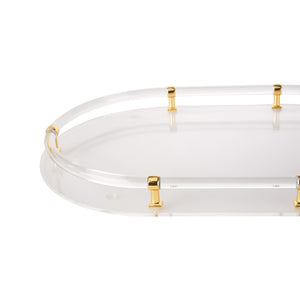 Chelsea House Acrylic Oval Tray With Polished Gold Accents — 19.75" Luxe Vanity & Serving Tray For Stylish Entertaining 370601