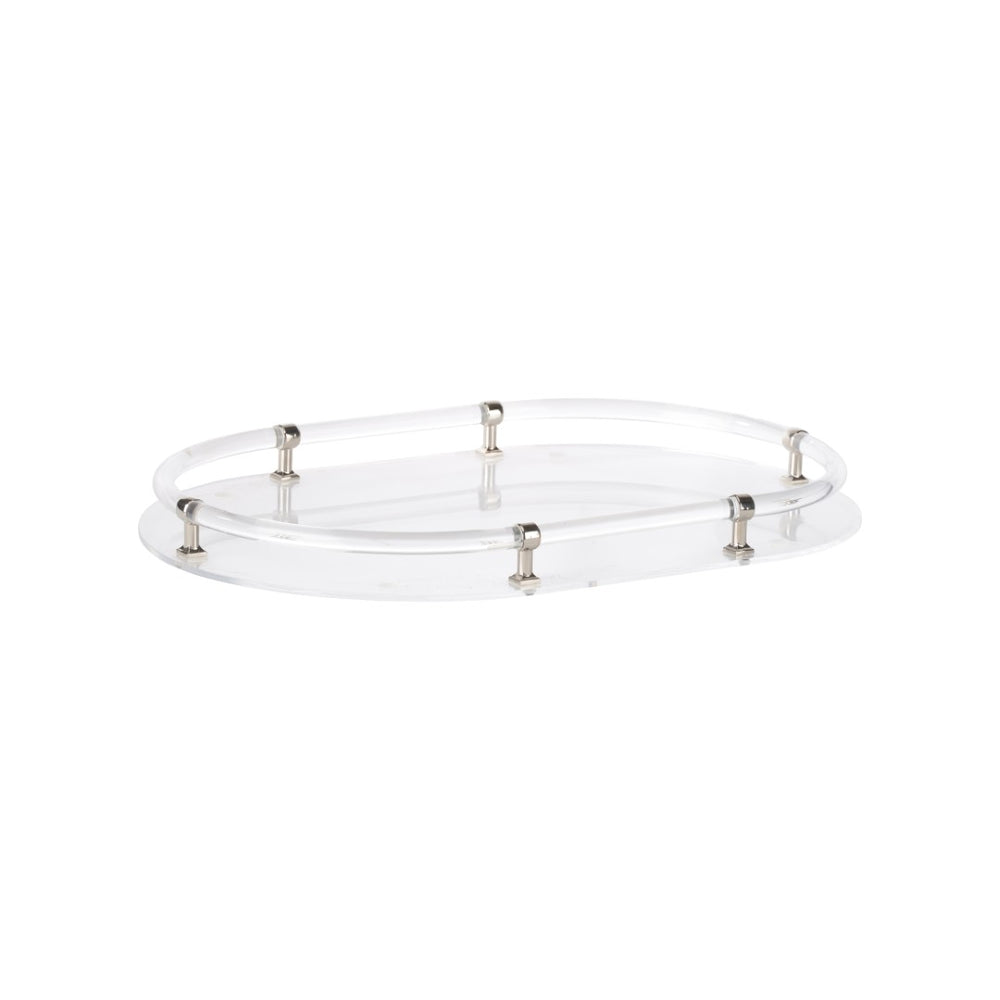 Chelsea House Acrylic Oval Vanity & Serving Tray With Polished Nickel Trim — Clear Durable Display For Home Styling 370602