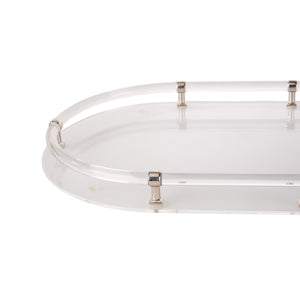 Chelsea House Acrylic Oval Vanity & Serving Tray With Polished Nickel Trim — Clear Durable Display For Home Styling 370602