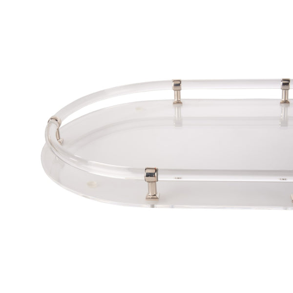 Chelsea House Acrylic Oval Vanity & Serving Tray With Polished Nickel Trim — Clear Durable Display For Home Styling 370602