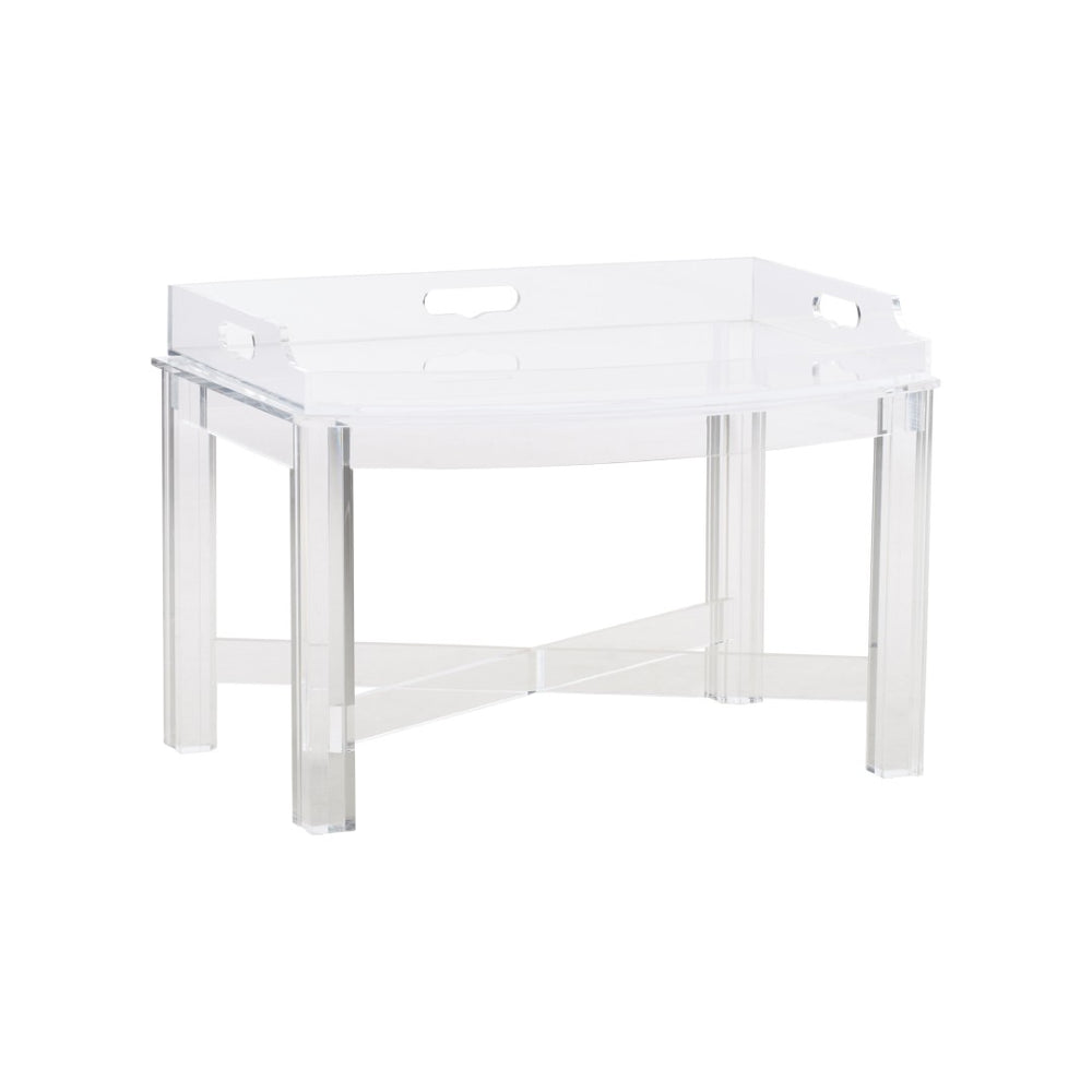 Chelsea House Acrylic Crystal-Clear Tray Table With Removable Serving Top, Scratch-Resistant Accent Side Table 370603