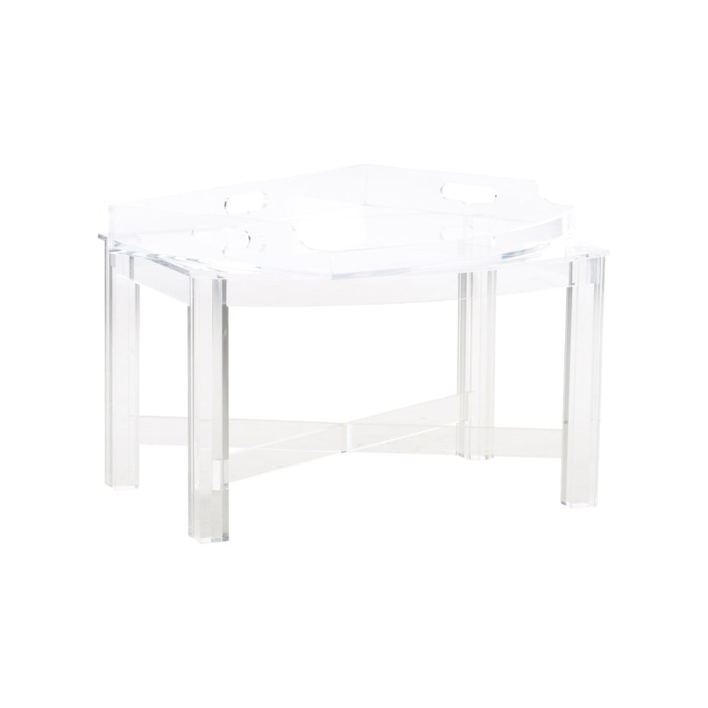 Chelsea House Acrylic Crystal-Clear Tray Table With Removable Serving Top, Scratch-Resistant Accent Side Table 370603