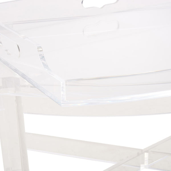 Chelsea House Acrylic Crystal-Clear Tray Table With Removable Serving Top, Scratch-Resistant Accent Side Table 370603
