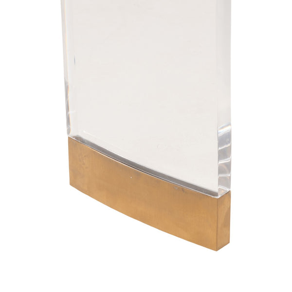 Chelsea House Marble Demilune Console By Elizabeth Wicker — Polished Marble Top, Acrylic Base, Brass Accents (36"H) 370604