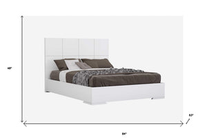 Homeroots Contemporary White Queen Platform Bed  Faux Leather 370605