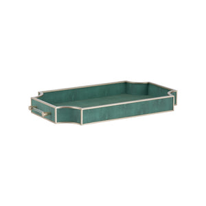 Chelsea House Shagreen Tray With Polished Silver Trim & Sleek Handles — Faux Leather Texture For Stylish Serving And Display 370608