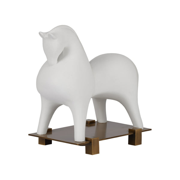 Chelsea House Windstride Matte White Glaze Sculpture On Polished Gold Base — Abstract Wind-Inspired Modern DéCor Accent 370617