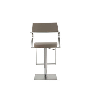 Homeroots 21 " Taupe And Silver Stainless Steel Bar Chair   370617