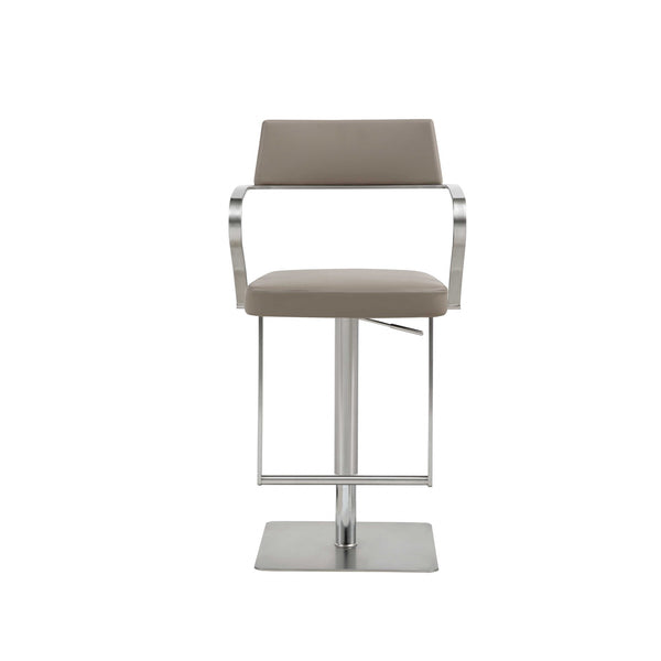Homeroots 21 " Taupe And Silver Stainless Steel Bar Chair   370617