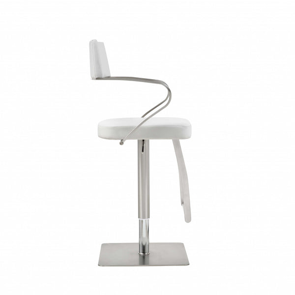 Homeroots 21 " White And Silver Stainless Steel Bar Chair   370618