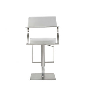 Homeroots 21 " White And Silver Stainless Steel Bar Chair   370618