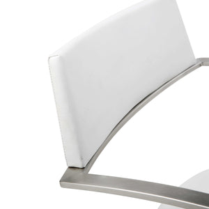 Homeroots 21 " White And Silver Stainless Steel Bar Chair   370618