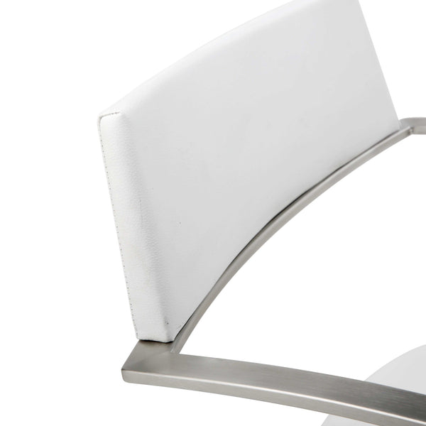 Homeroots 21 " White And Silver Stainless Steel Bar Chair   370618