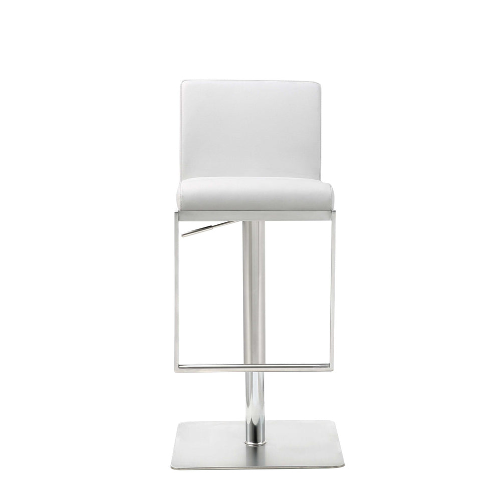 Homeroots 20 " White And Silver Stainless Steel Bar Chair   370620