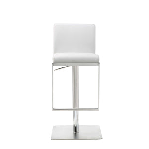 Homeroots 20 " White And Silver Stainless Steel Bar Chair   370620