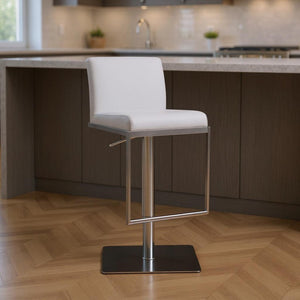 HomeRoots 20" Modern White and Silver Stainless Steel Bar Chair – Stylish, Comfortable Seating for Any Space 370620