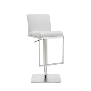 Homeroots 20 " White And Silver Stainless Steel Bar Chair   370620