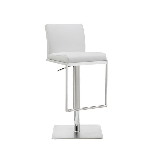 Homeroots 20 " White And Silver Stainless Steel Bar Chair   370620
