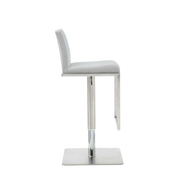 Homeroots 20 " White And Silver Stainless Steel Bar Chair   370620