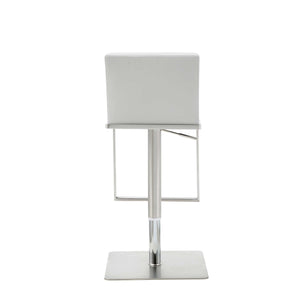 Homeroots 20 " White And Silver Stainless Steel Bar Chair   370620