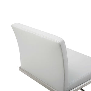 Homeroots 20 " White And Silver Stainless Steel Bar Chair   370620