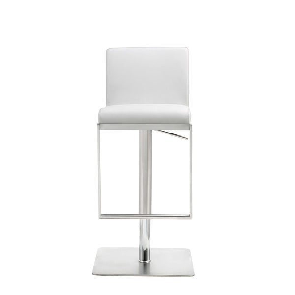 Homeroots 20 " White And Silver Stainless Steel Bar Chair   370620