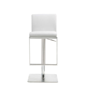 Homeroots 20 " White And Silver Stainless Steel Bar Chair   370620