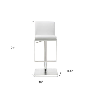 Homeroots 20 " White And Silver Stainless Steel Bar Chair   370620