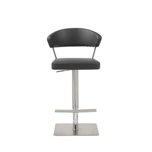 Homeroots 20 " Black And Silver Stainless Steel Bar Chair   370621