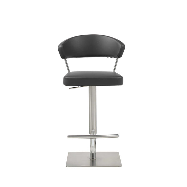 Homeroots 20 " Black And Silver Stainless Steel Bar Chair   370621