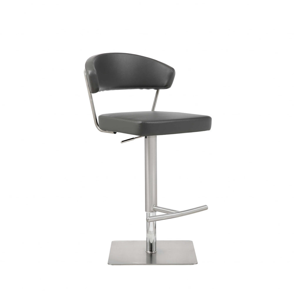 Homeroots 20 " Black And Silver Stainless Steel Bar Chair   370621