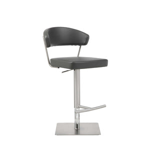 Homeroots 20 " Black And Silver Stainless Steel Bar Chair   370621