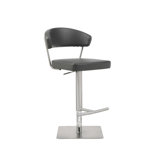 Homeroots 20 " Black And Silver Stainless Steel Bar Chair   370621