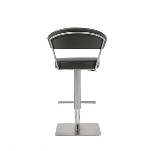 Homeroots 20 " Black And Silver Stainless Steel Bar Chair   370621