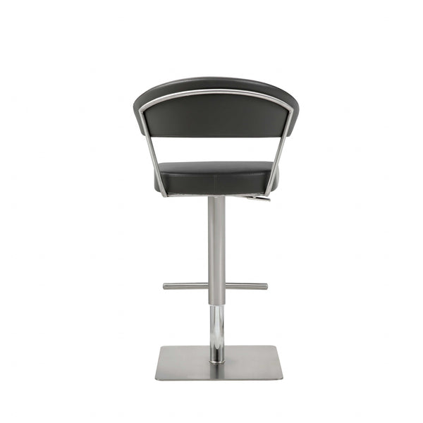 Homeroots 20 " Black And Silver Stainless Steel Bar Chair   370621