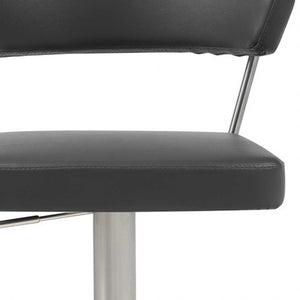 Homeroots 20 " Black And Silver Stainless Steel Bar Chair   370621