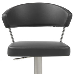 Homeroots 20 " Black And Silver Stainless Steel Bar Chair   370621