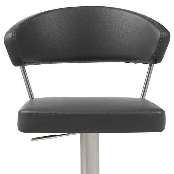 Homeroots 20 " Black And Silver Stainless Steel Bar Chair   370621