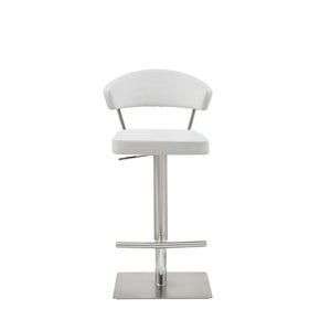 Homeroots 20 " White And Silver Stainless Steel Bar Chair   370622
