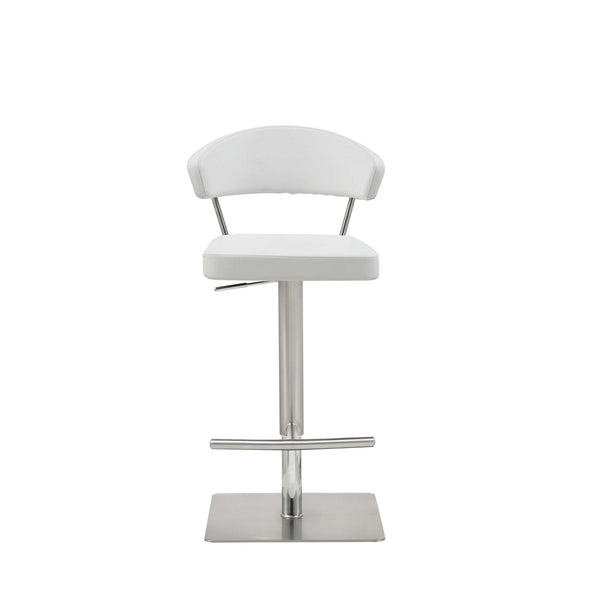 Homeroots 20 " White And Silver Stainless Steel Bar Chair   370622