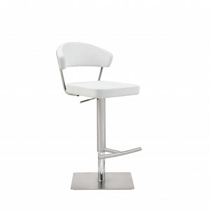 Homeroots 20 " White And Silver Stainless Steel Bar Chair   370622