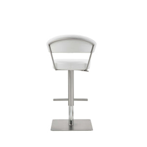 Homeroots 20 " White And Silver Stainless Steel Bar Chair   370622