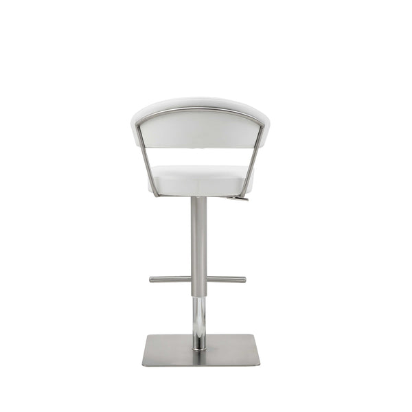 Homeroots 20 " White And Silver Stainless Steel Bar Chair   370622