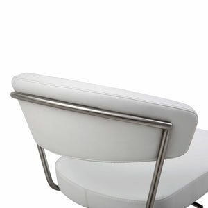 Homeroots 20 " White And Silver Stainless Steel Bar Chair   370622