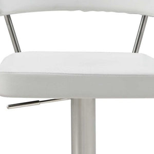 HomeRoots 20" White and Silver Stainless Steel Bar Chair - Modern Design, Ergonomic Comfort, Ideal for Any Space 370622